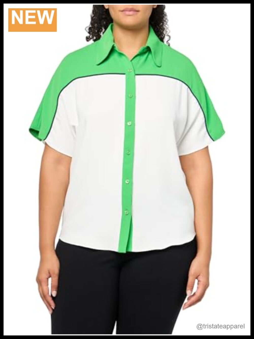 Relaxed Fit Short Sleeve Button Front Top